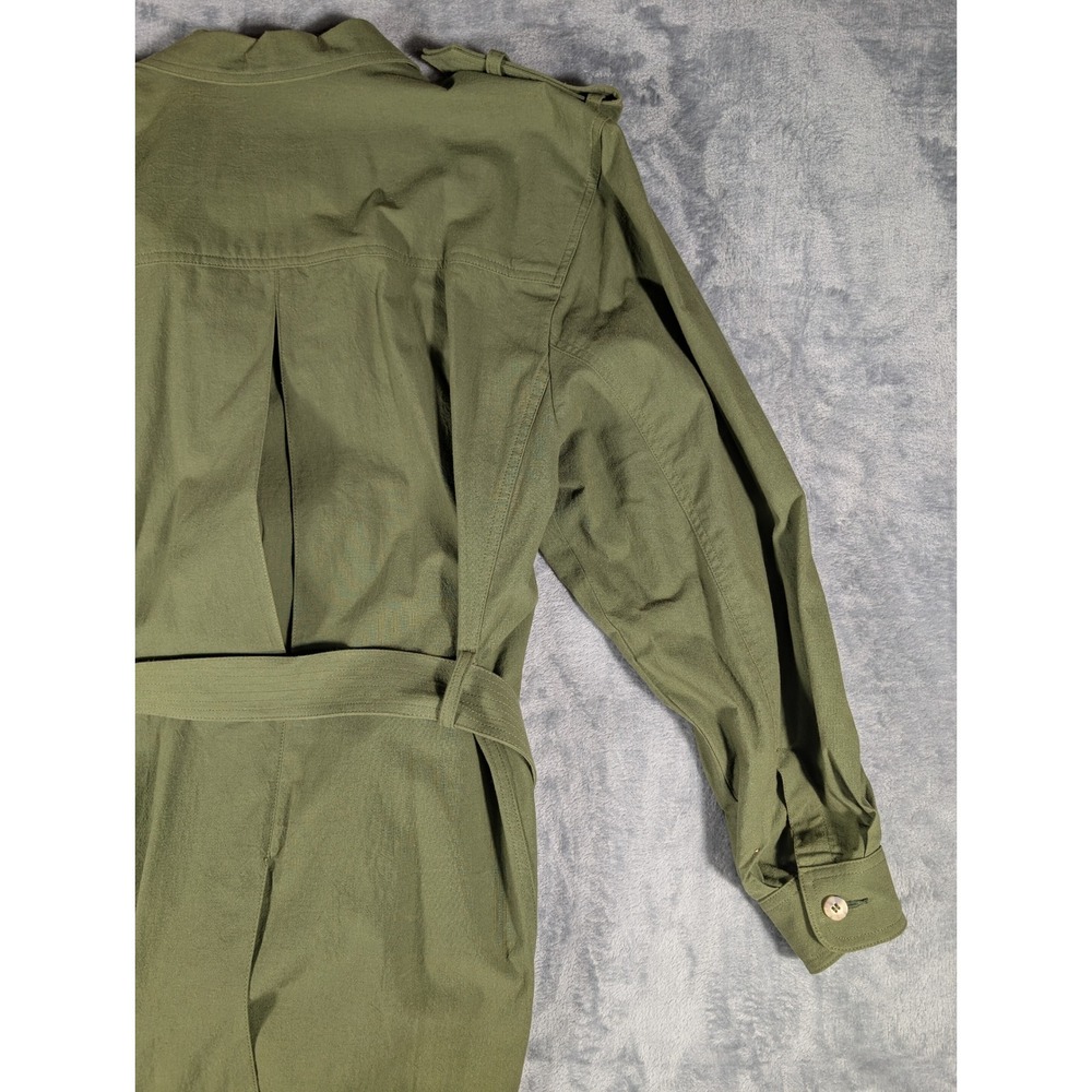 Vintage Lizsport Olive Green Cotton Belted Safari Utility Jacket Women's Large - Picture 8 of 11